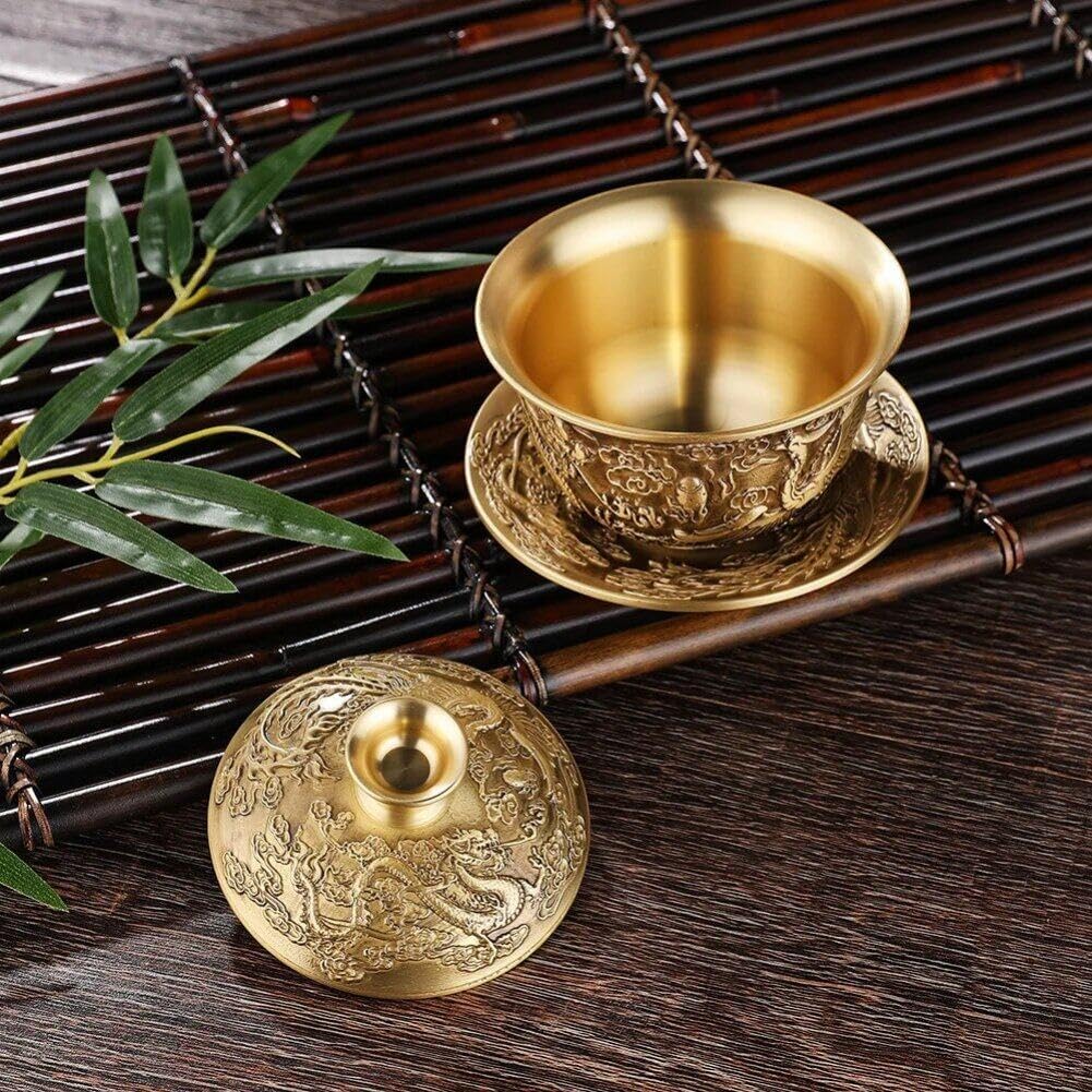 Brass Tea Set, Dragon Und Phoenix Chengxiang Tea Bowl, Chinesische Tee Tasse, Wasserversorgungsschal