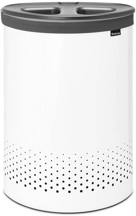 Brabantia - Selector Wäschekorb - Doppelten Quick-Drop-Deckel - Zwei Wäschekörbe - Wäschesack aus Ba
