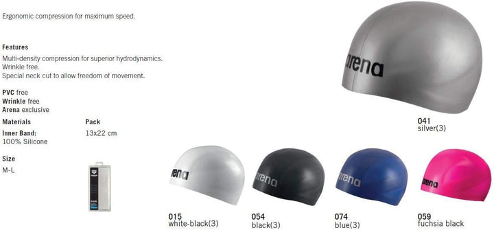 arena Unisex Wettkampf Badekappe 3D Ultra (Vorgeformt, Eng, Optimale Kompression, Stabiler Sitz) Ein