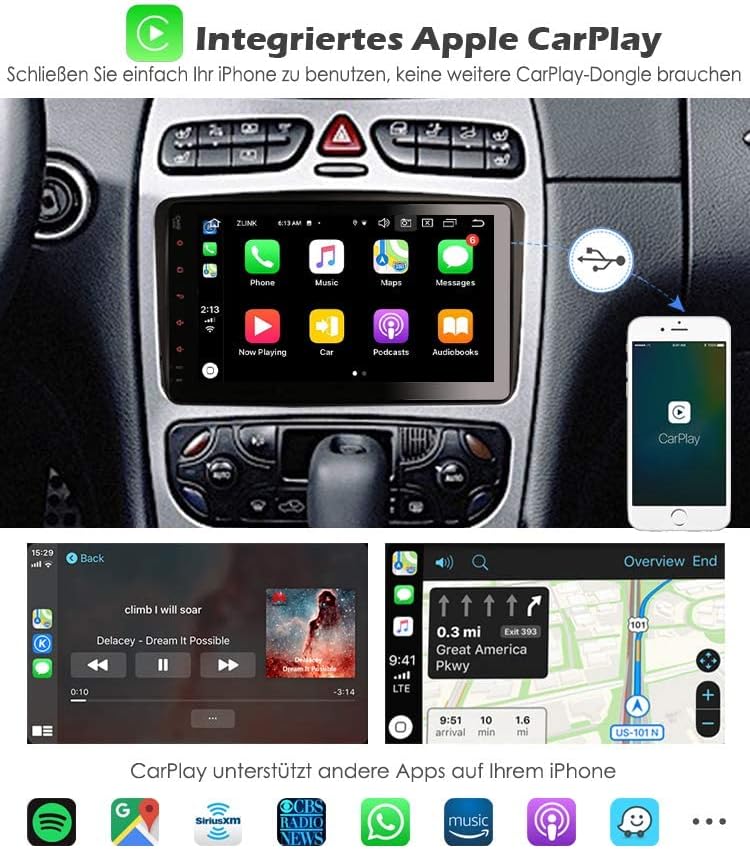 Erisin Android 10 Autoradio mit GPS Navi Für Mercedes C/CLK/G Klasse W203 W209 Viano Vito W639 Bluet