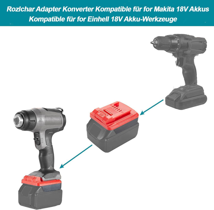 Adapter Konverter für Makita 18V BL1860 BL1850 BL1840 Li-Ion Akku auf für Einhell 18V Li-Ion Elektro