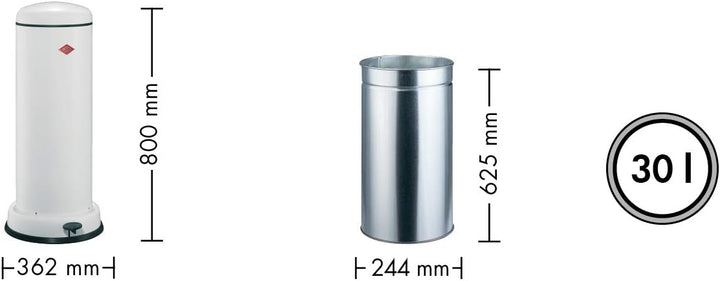 Wesco AbfallSMLR Big Baseboy Abfallsammler, Edelstahl, 38 x 38 cm Sand Matt, Sand Matt