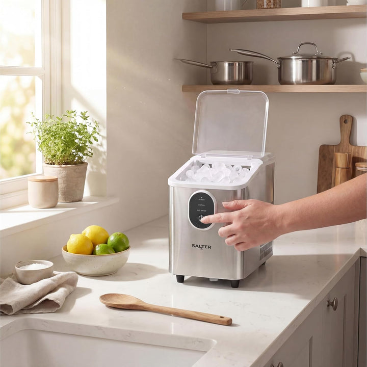 Salter Elektrischer Eiswürfelbereiter – Tisch-Eiswürfelmaschine, 8 Würfel in 8,5 Minuten, Eiskalte G