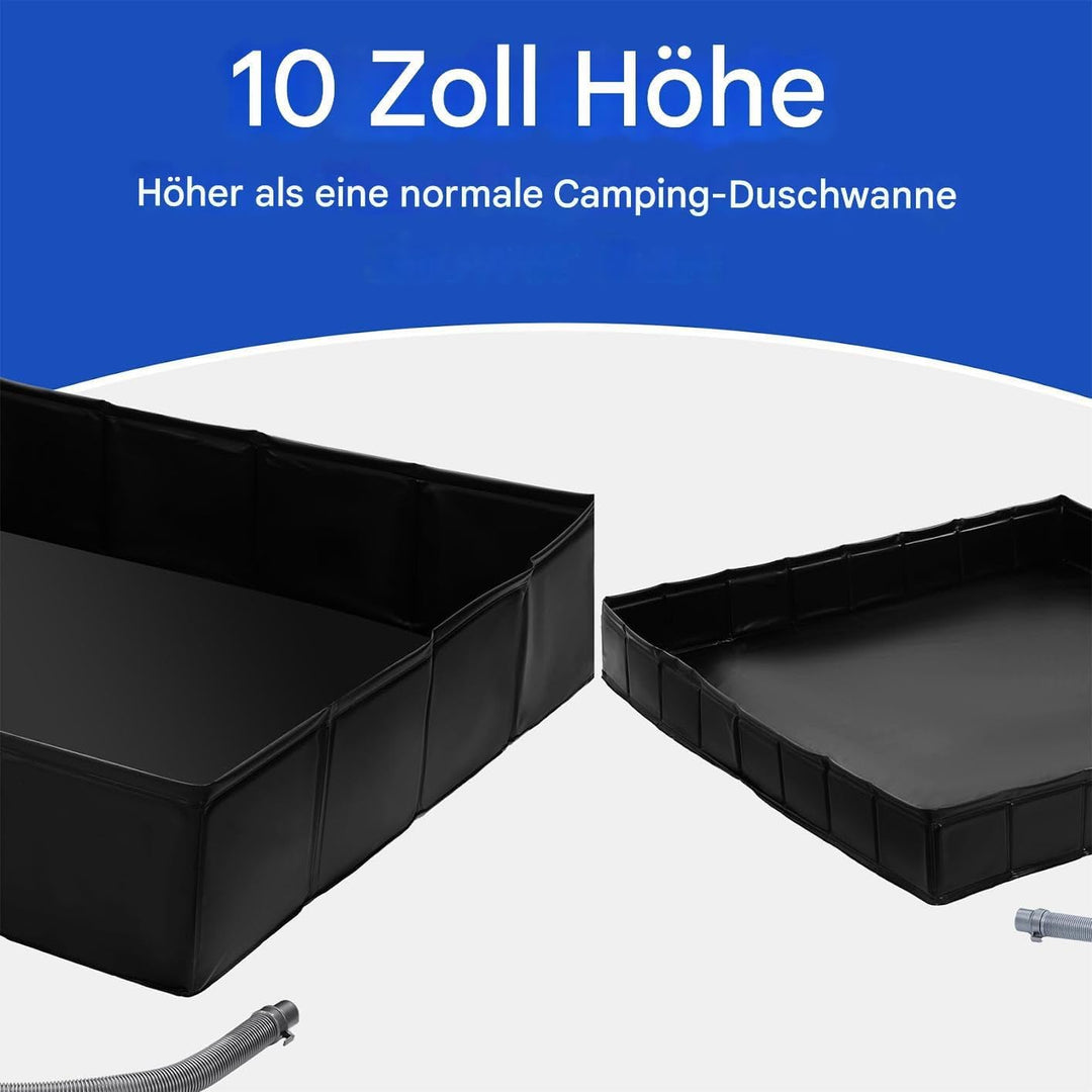 Faltbare Duschbasis, 104x104x25cm Grosse Tragbare Duschwanne Mit Abflussrohr, Duschzelt Camping Dusc