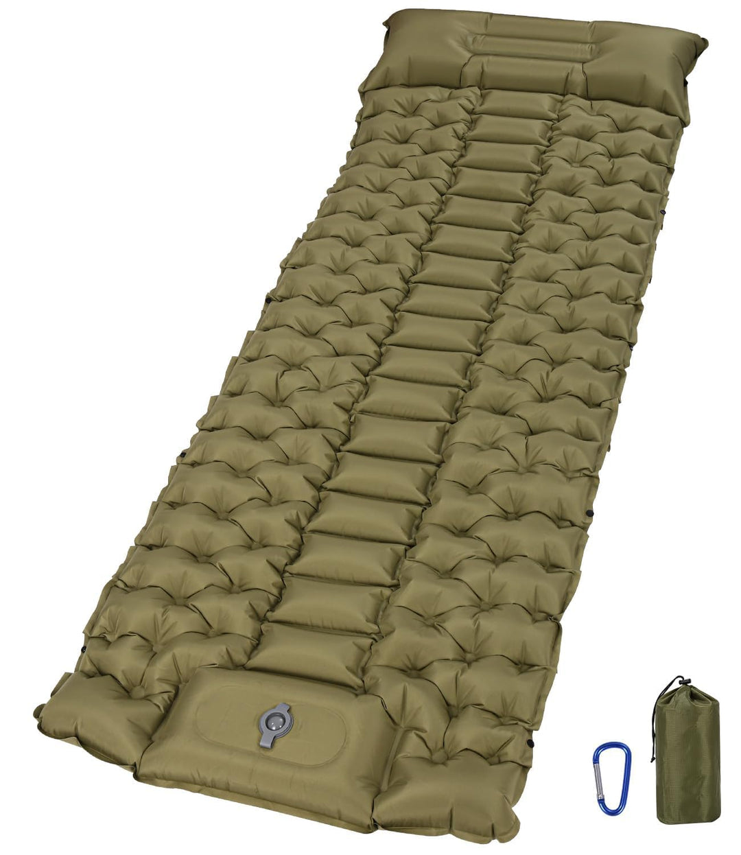 Isomatte Selbstaufblasend, 10cm Dicke Luftmatratze Camping mit Fusspressepumpe und Kissen, Anti-Rips