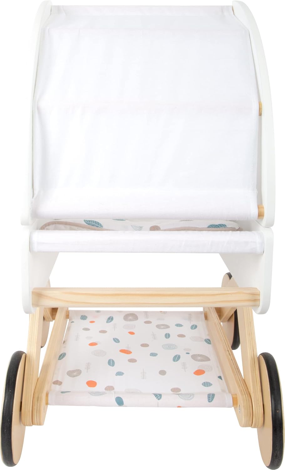 small foot Puppenwagen Little Button aus Holz, multifunktionaler und hochwertiger Puppenkinderwagen,