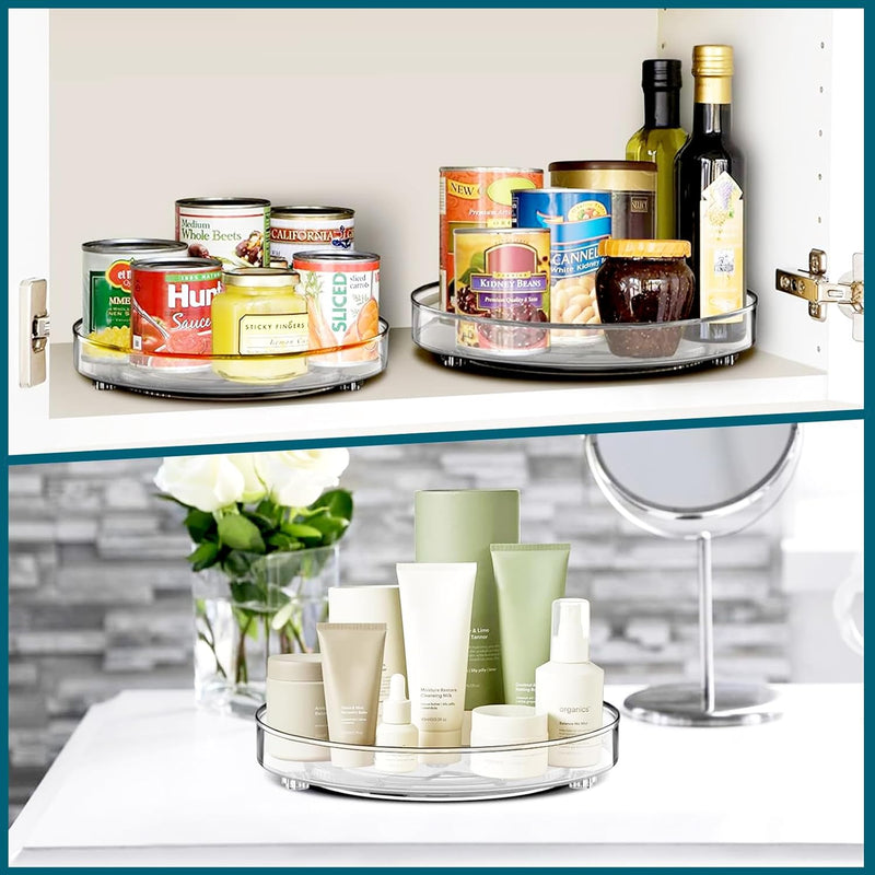 JESIFFY 2 Stück Lazy Susan drehteller Organizer Kühlschrank 27cm+23,5cm, drehplatte kühlschrank Rond