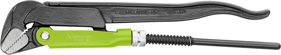 RENNSTEIG Rohrzange 45° (Öffnungsweite 0-60 mm, Länge 410 mm, Zange aus Chrom-Vanadium-Stahl, Stellm