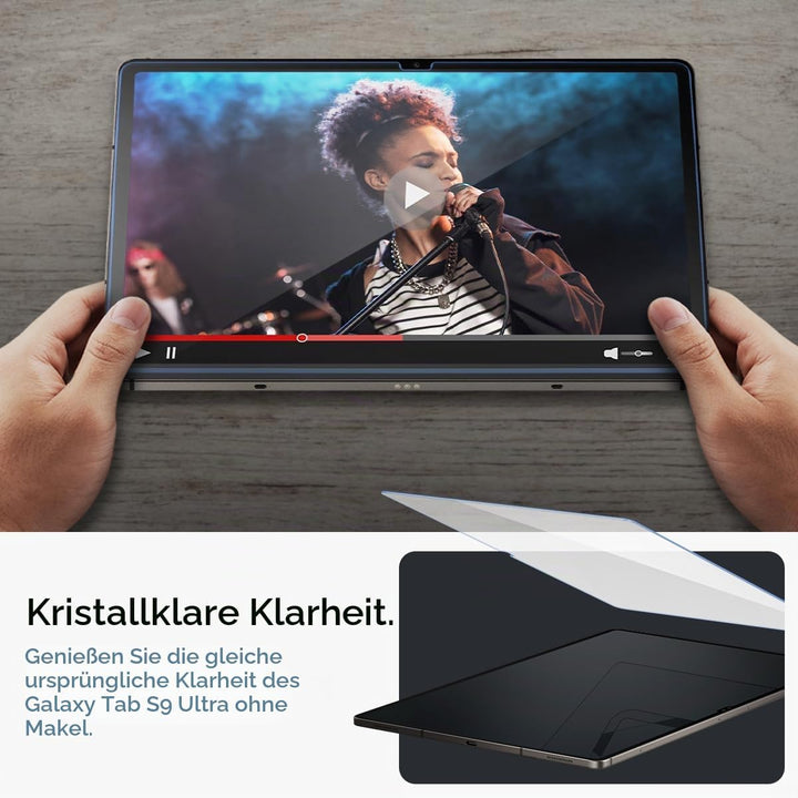 Spigen Glas.tR EZ Fit Schutzfolie kompatibel mit Samsung Galaxy Tab S9 Ultra, 14.6 Zoll, Schablone f