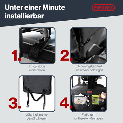 PROTEX | Premium [2er Set] Rückenlehnenschutz Auto–Auto Rücksitz Organizer [Oxford 600D] –wasserabwe