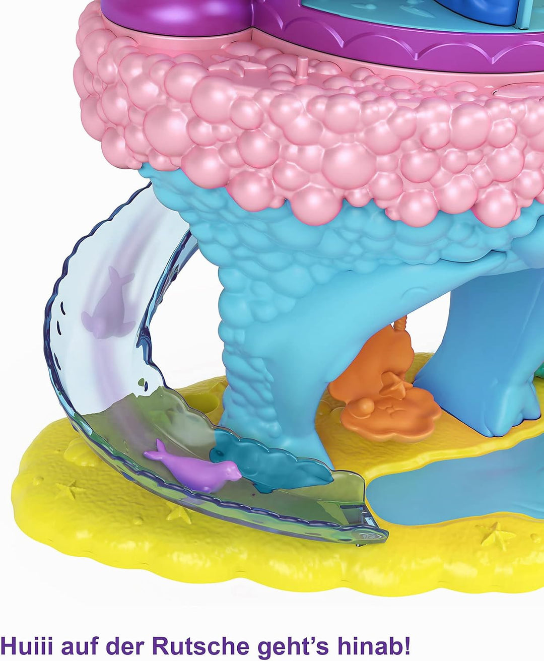 Polly Pocket GYK42 - Regenbogen-Einhornspass Meerjungfrauen-Bucht, 2 Puppen und 15 Überraschungen, S