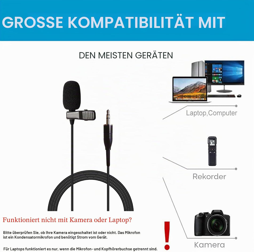 Sujeetec Pro Lavalier Mikrofon Revers Mikrofon 3,5 mm TRS Unidirektional Kondensator Mic für PC Kame