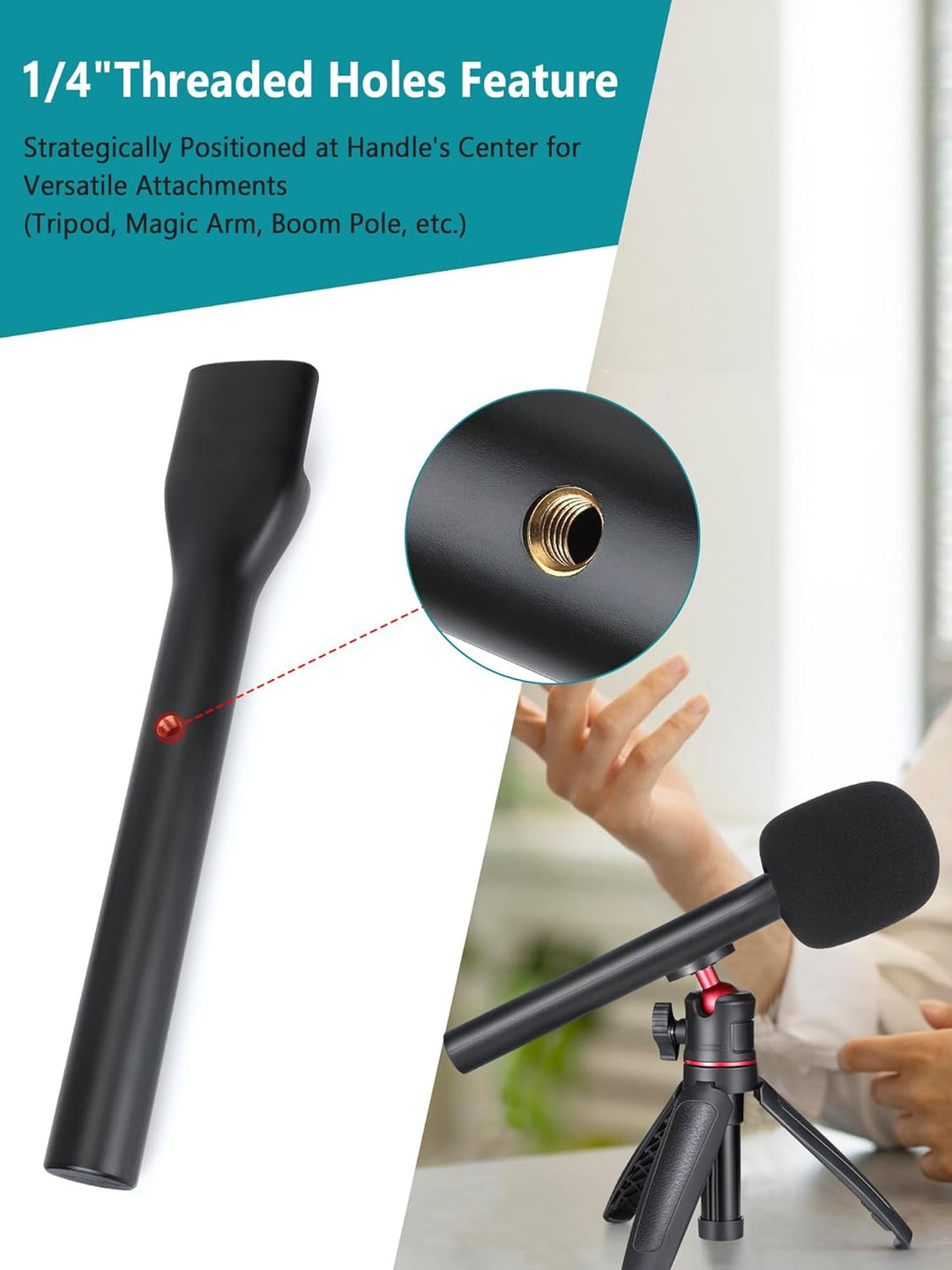 YOUSHARES Interview GO Handheld Adapter für DJI Mic Mini - Halterung Handadapter Griff mit Schaumsto