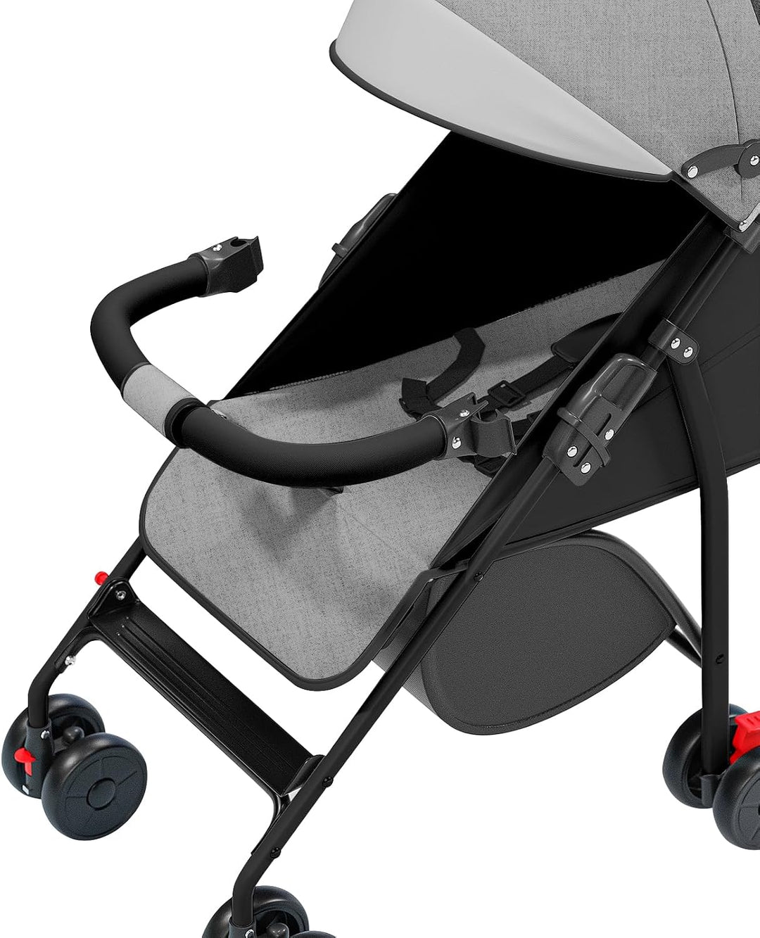 Kinderwagen mit 4 Rädern, bis zu 25 kg, grosses Verdeck, kompaktes Zusammenklappen, neigbare Rückenl