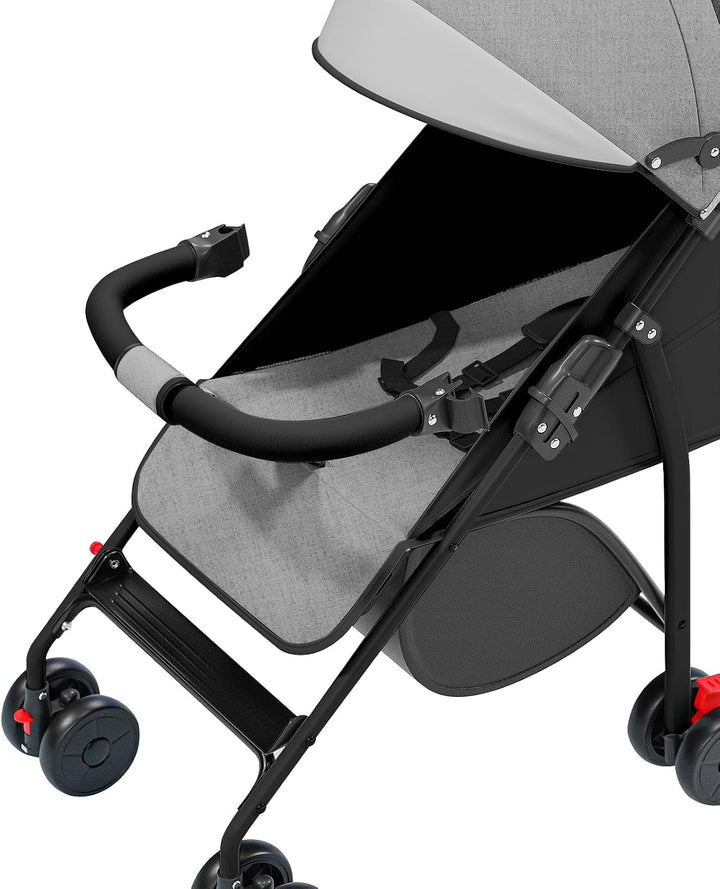 Kinderwagen mit 4 Rädern, bis zu 25 kg, grosses Verdeck, kompaktes Zusammenklappen, neigbare Rückenl