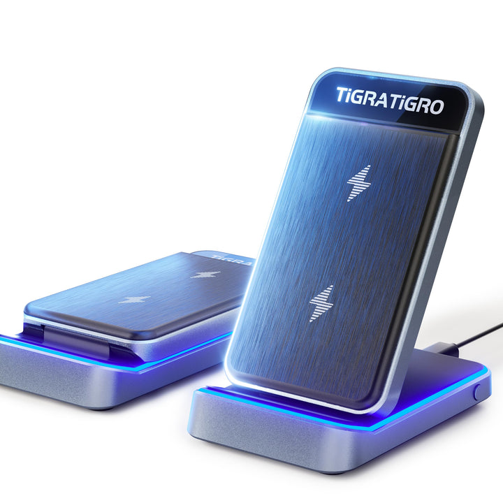 tigratigro Kabelloses Ladegerät Station, 15 W Qi-zertifiziert, Schnellladung, Halterung Charger Hold
