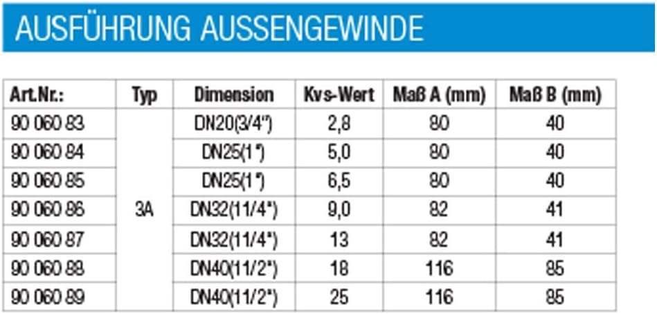 3-Wegemischer Typ 3A Easyflow AG DN40 1 1/2" KV18,0 Messing 3-Wege-Mischer