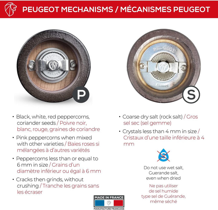 Peugeot 2/21283 Fidji Pfeffer-/Salzmühle Holz, 5,2 x 5,2 x 12 cm, matt schwarz Mühlen-Set Pfeffer/Sa