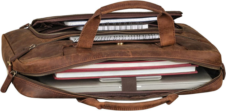 STILORD 'Cyrus' Vintage Laptoptasche 17 Zoll Leder Herren Gross Business-Tasche Echtleder Umhängetas