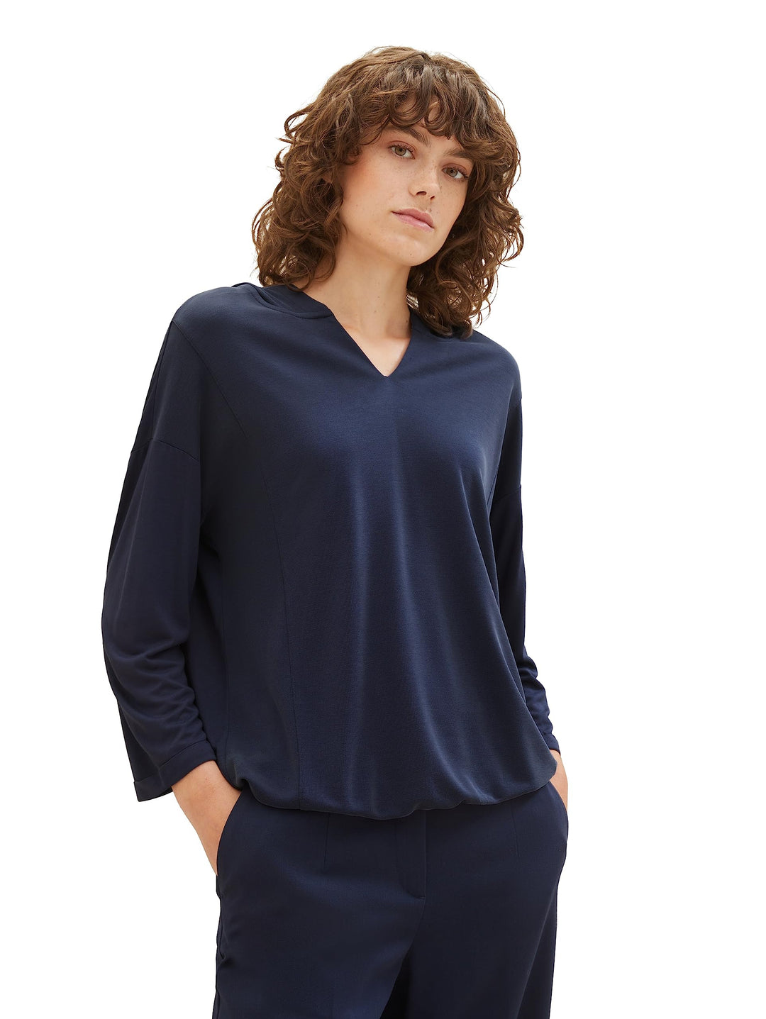 TOM TAILOR Damen T-Shirt mit Kapuze L 10668 - Sky Captain Blue, L 10668 - Sky Captain Blue