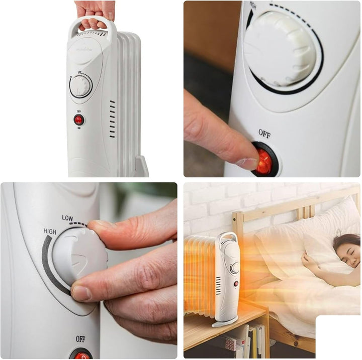 Perel Ölradiator 700 W, 7 Rippen, Elektroheizung, tragbarer Heizlüfter, elektrischer Raumheizer, Zus
