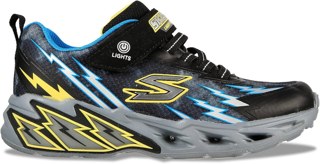 Skechers Jungen Light Storm 2.0 Sneaker 27 EU Black Textile Synthetic Blue Yellow Trim, 27 EU Black