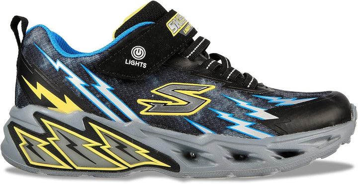 Skechers Jungen Light Storm 2.0 Sneaker 27 EU Black Textile Synthetic Blue Yellow Trim, 27 EU Black