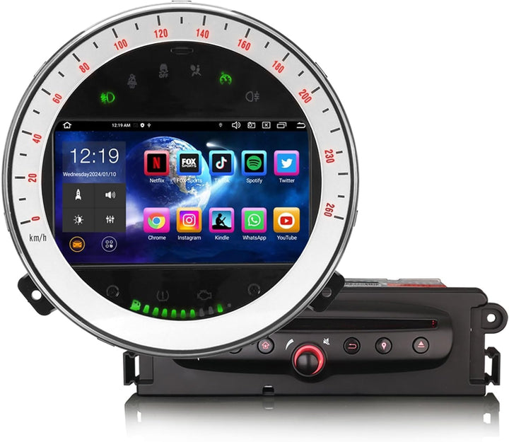 Erisin 7 Zoll Android 14 Autoradio Stereo GPS Navigation für BMW Mini Cooper Unterstützt CarPlay Blu