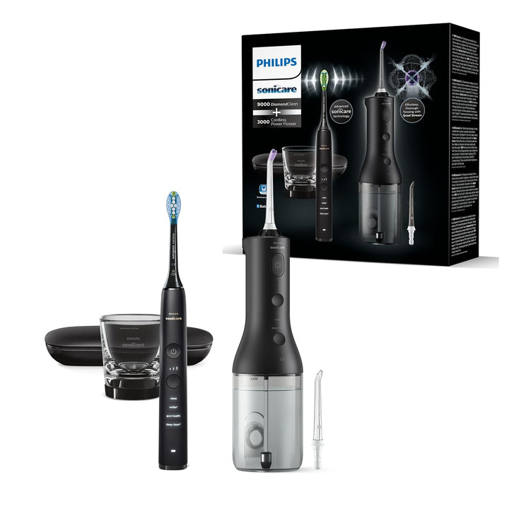 Philips Sonicare kabellose Power Flosser Munddusche und DiamondClean 9000 elektrische Zahnbürste – S