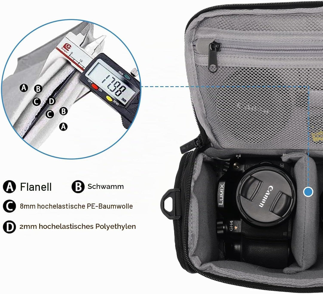 CADeN Kameratasche, Kamera-Umhängetasche Kompakte Kamera Tasche kompatibel für Canon Nikon Sony SLR/