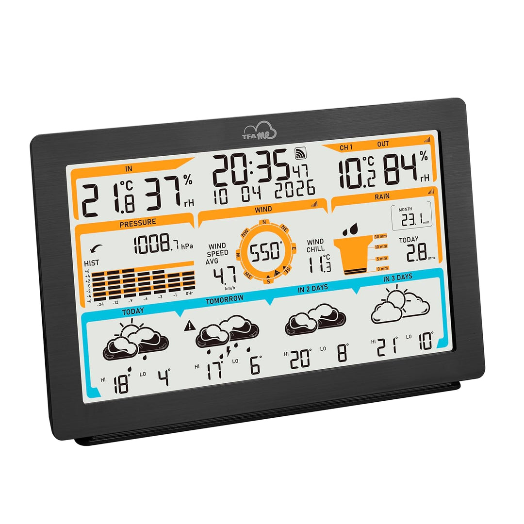 TFA Dostmann WLAN Wetterstation TFA.me ID-05 8-in-1, 35.8106, Profi-Wettervorhersage wetter.com 4 Ta