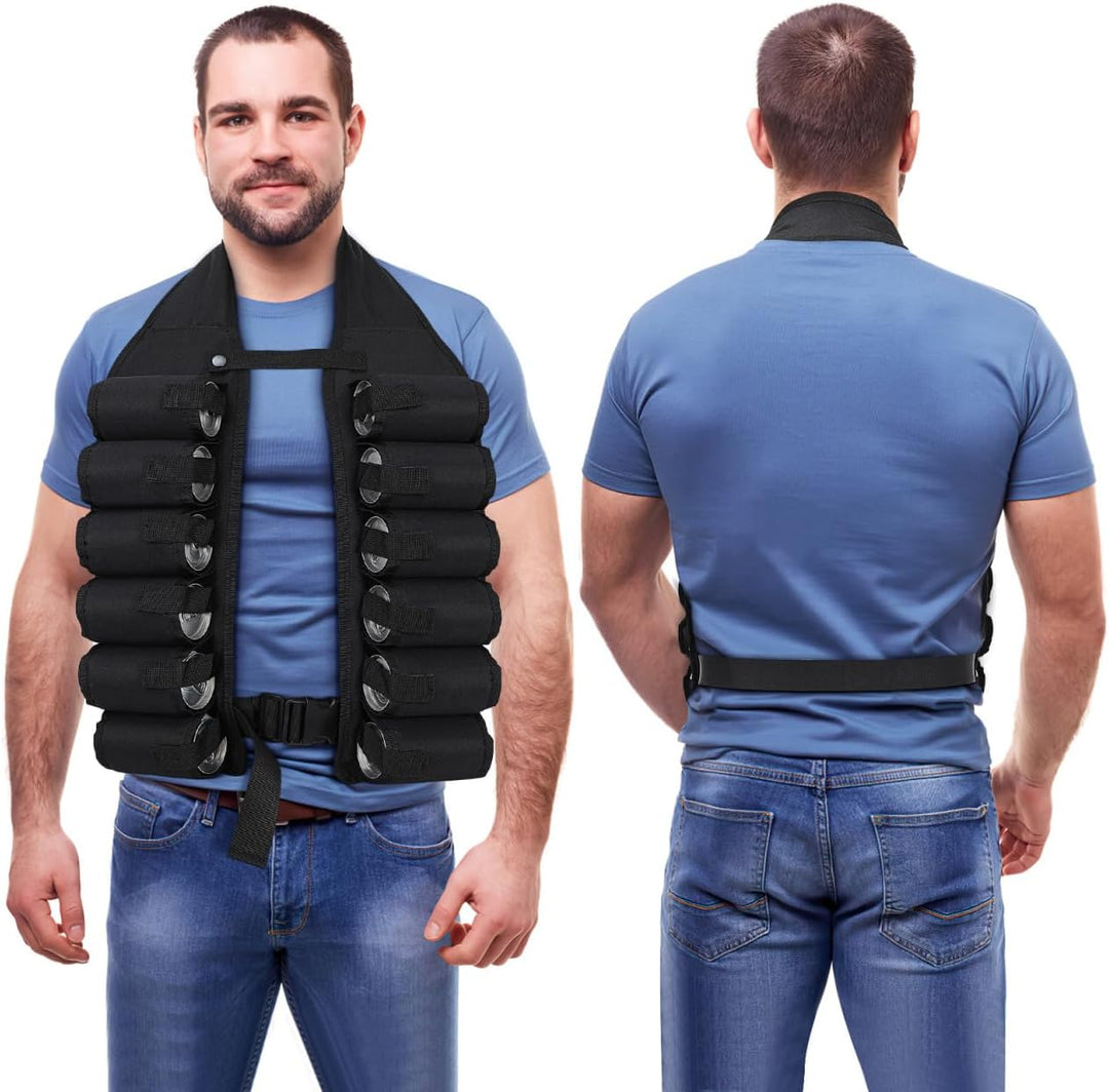LIOOBO Biergürtel 12 Taschen Getränkeweste Getränkehalter für Outdoor Bergsteigen Klettern Camping R