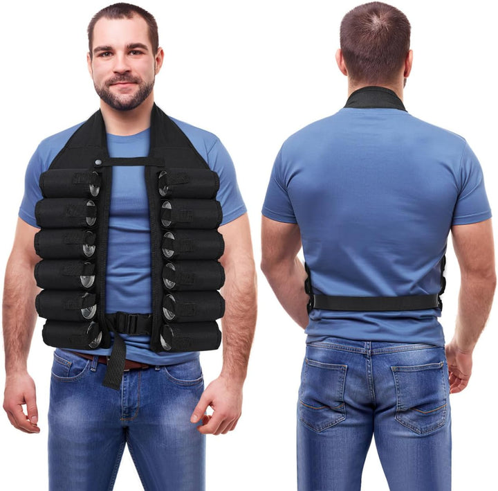LIOOBO Biergürtel 12 Taschen Getränkeweste Getränkehalter für Outdoor Bergsteigen Klettern Camping R