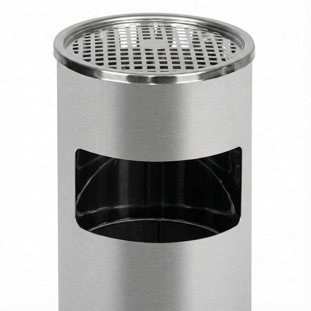 2-in-1 Mülleimer für draussen, mit 20 Liter fassendem Abfallbehälter 62cm, Silber. Silber 62 CM, Sil