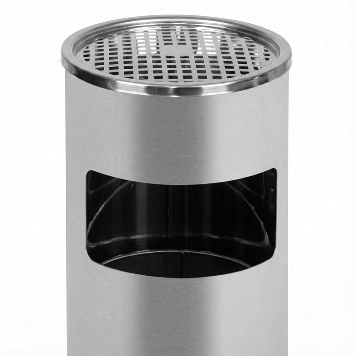 2-in-1 Mülleimer für draussen, mit 20 Liter fassendem Abfallbehälter 62cm, Silber. Silber 62 CM, Sil