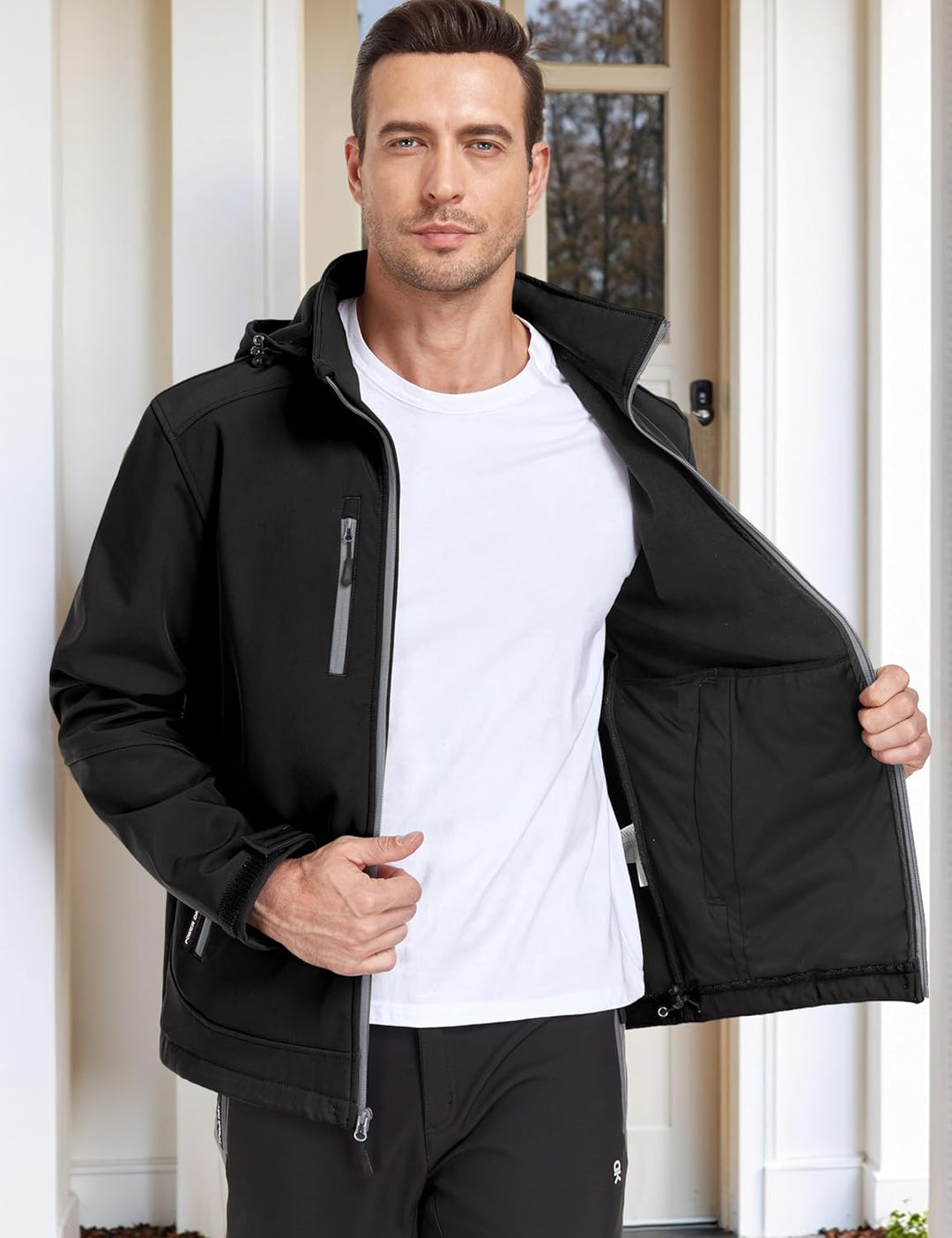 Little Donkey Andy Softshelljacke für Herren mit abnehmbarer Kapuze, Fleecefutter und Wasserabweisen