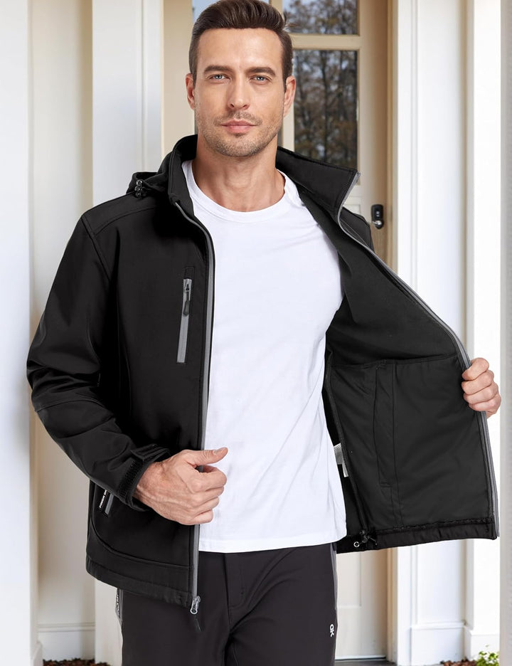 Little Donkey Andy Softshelljacke für Herren mit abnehmbarer Kapuze, Fleecefutter und Wasserabweisen
