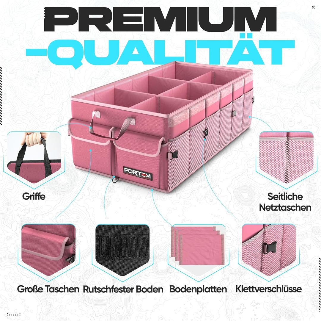 FORTEM Kofferraum Organizer, Kofferraumtasche, Zusammenklappbarer Auto Organizer Kofferraum mit Fäch