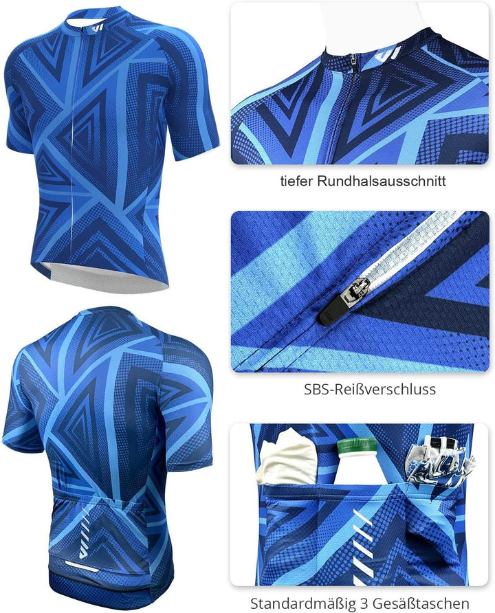 Wulibike Radtrikot Herren Langarm - Rennrad Trikot Herren Reissverschluss mit Taschen, Sommer Atmung