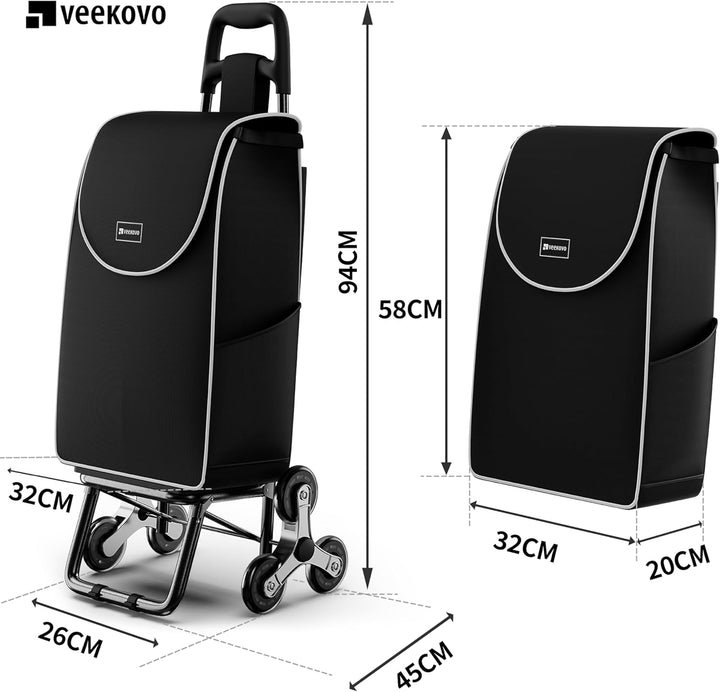 Einkaufswagen Klappbar 56L,Einkaufstrolley Treppensteiger,Trolly Einkaufswagen Klappbar, Hackenporsc