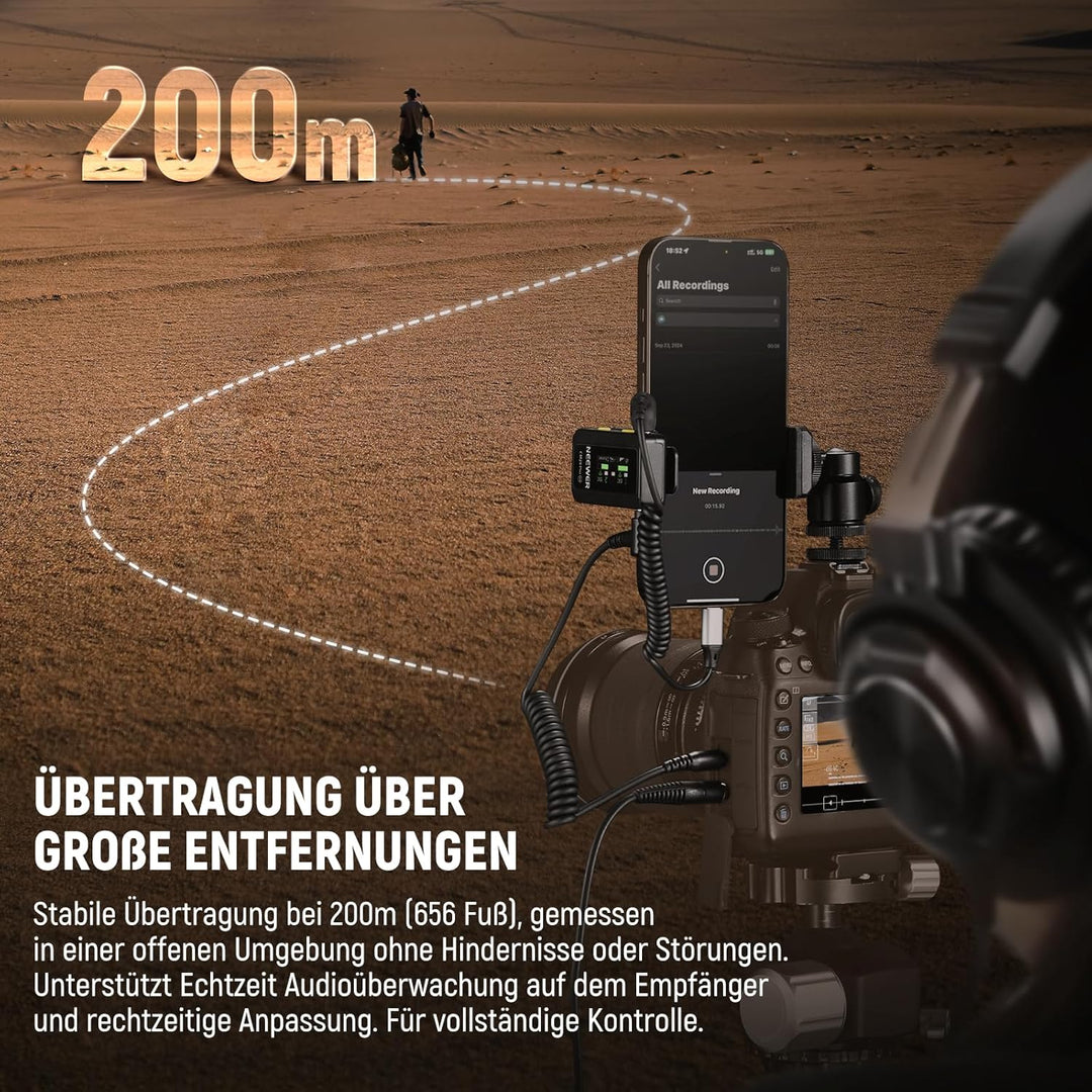 NEEWER CM28 PRO Drahtloses Lavalier Mikrofon + Ladekoffer & Reinigungstuch, Rauschunterdrückung 9 St