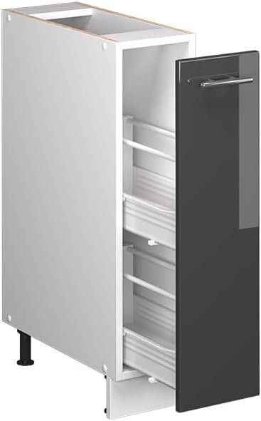 Vicco Apothekerschrank Fame-Line, Anthrazit Hochglanz/Weiss, 20 cm ohne Arbeitsplatte, zur Kombinati