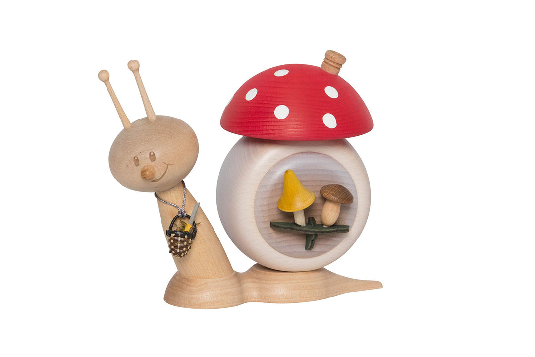 Kuhnert Drechslerei Rauchschnecke/Räucherfigur aus Holz - Sunny Pilzschnecke - Höhe: ca. 15cm - Made