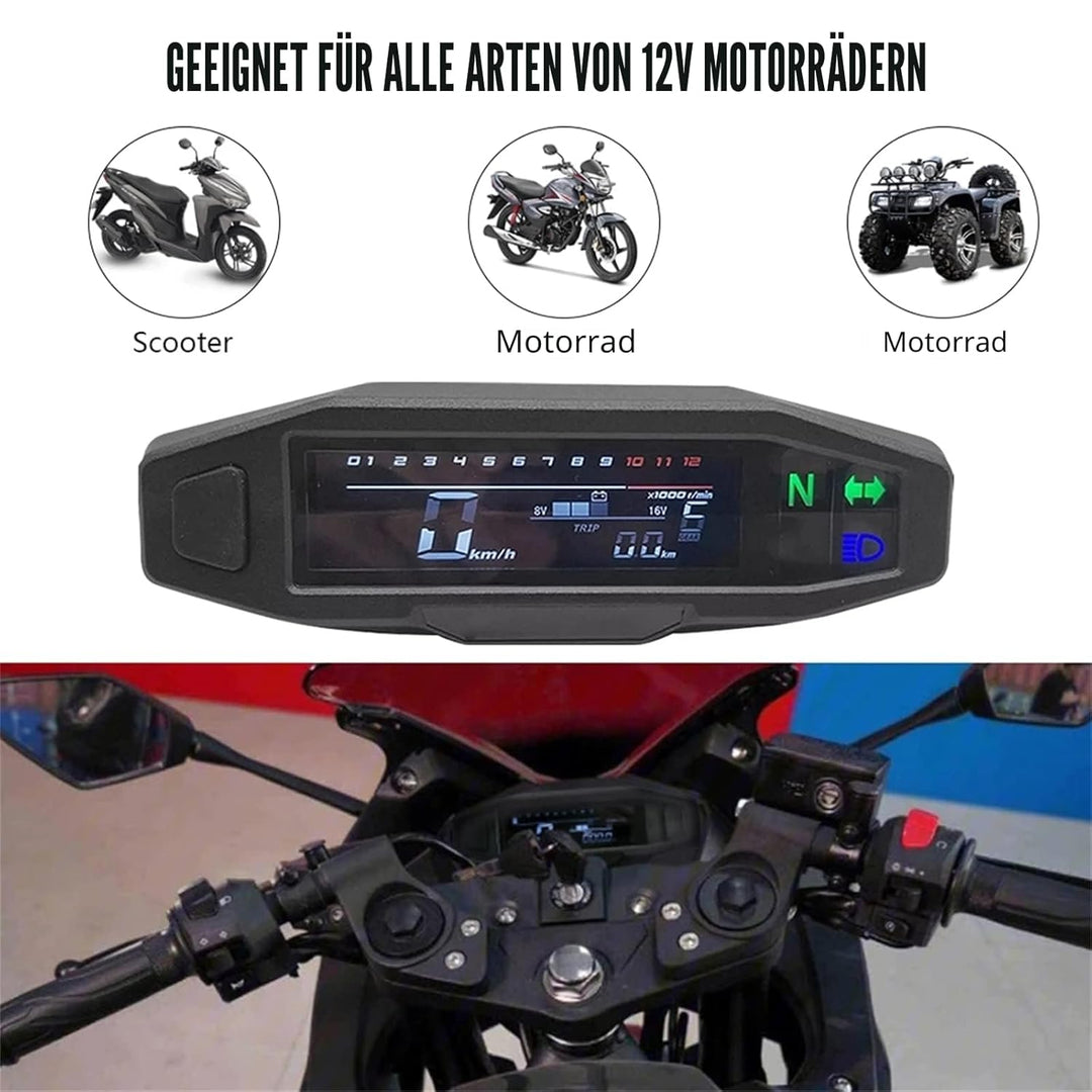 KAOLALI Universal-Digital-Tachometer für Motorrad, mit LCD-Display, Vergaser, Kilometerzähler mit Se
