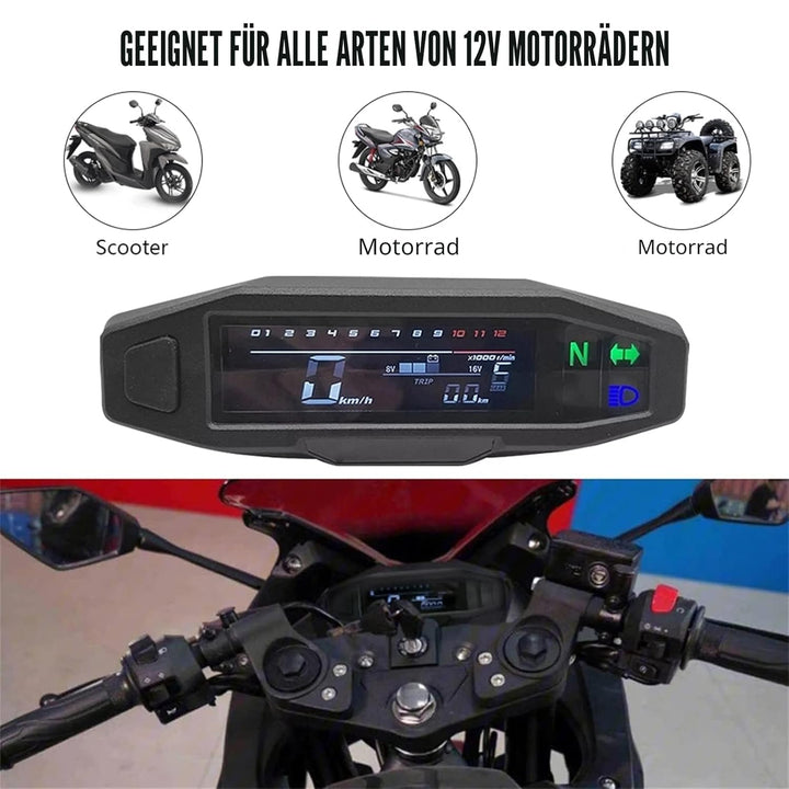 KAOLALI Universal-Digital-Tachometer für Motorrad, mit LCD-Display, Vergaser, Kilometerzähler mit Se