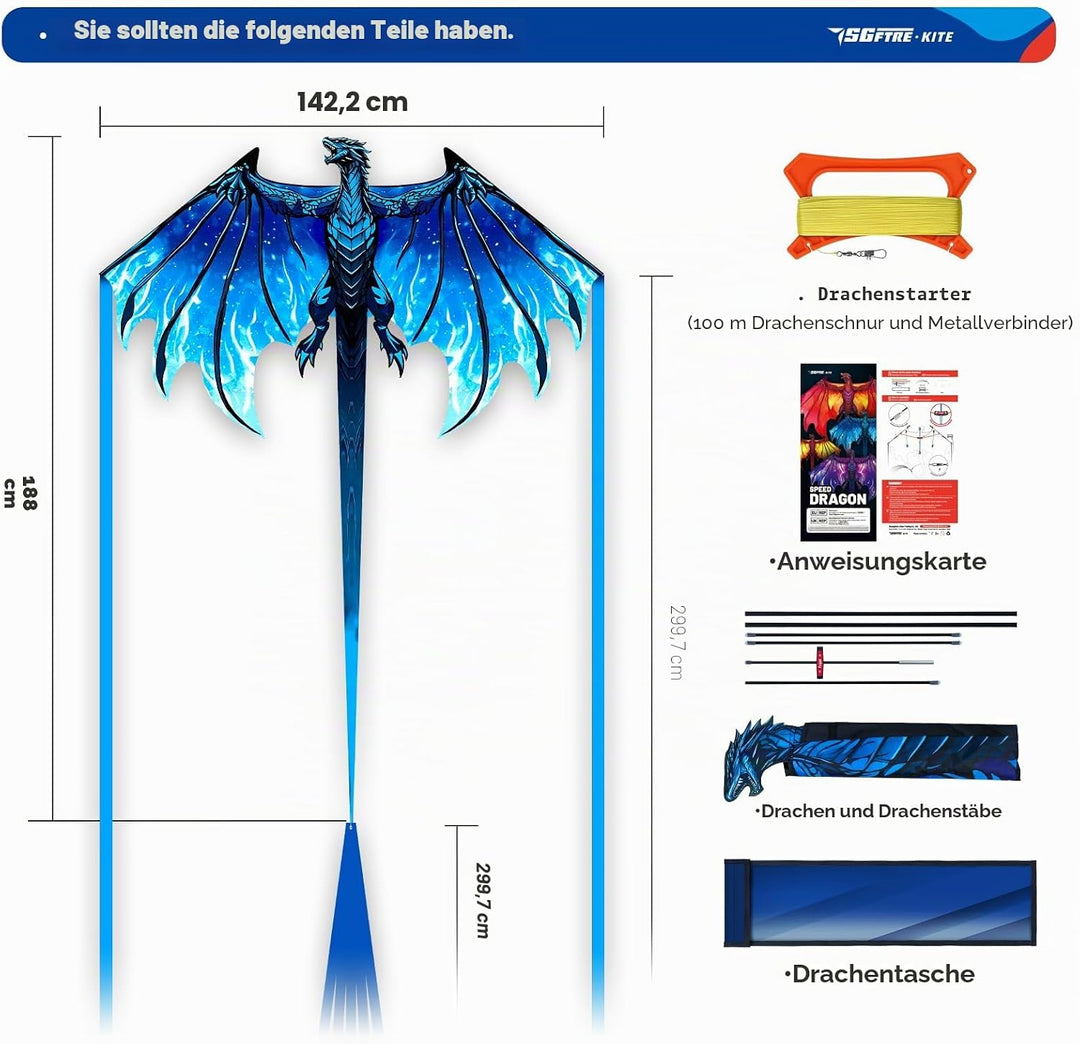 SGftre Drachen für Kinder und Erwachsene, Adlerdrachen für Jungen und Mädchen, Einfach zu Fliegen fü