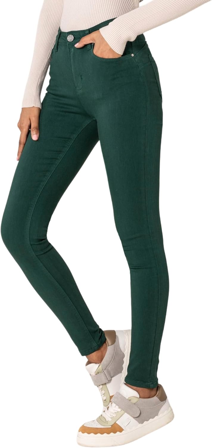 Nina Carter P106 Damen Jeanshosen Slim Fit Push-Up Skinny Jeans Mid-High Waist XS Slim Dunkelgrün (P