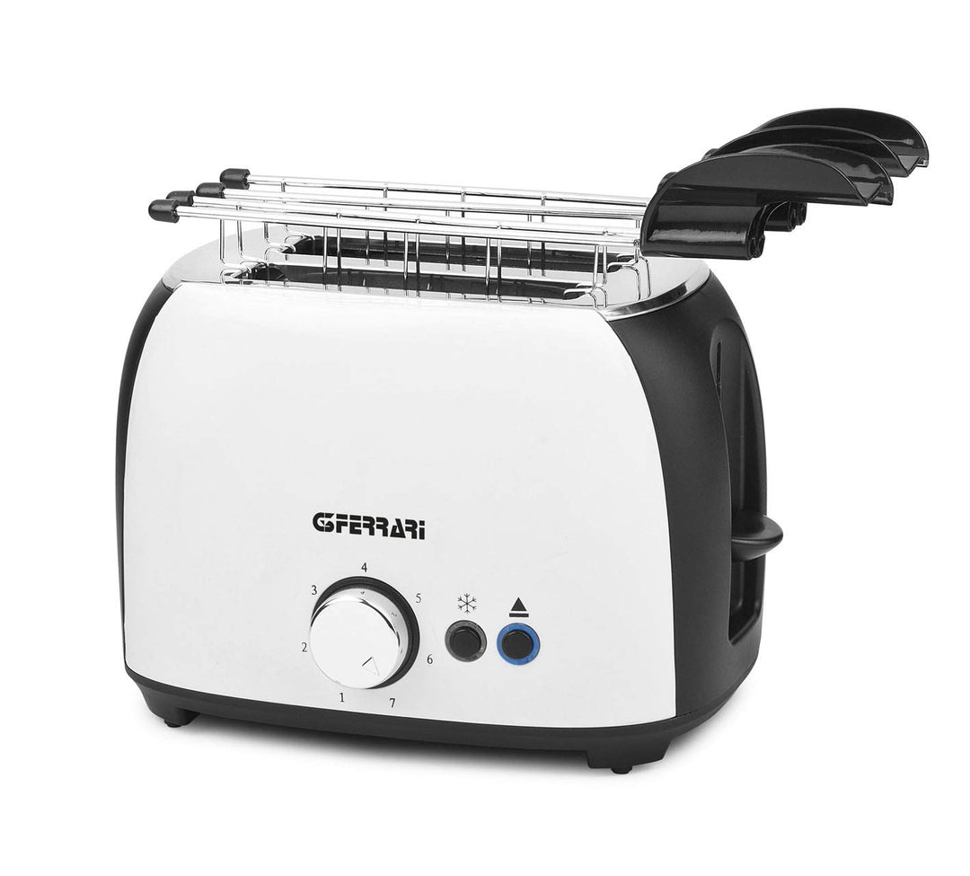 G3 Ferrari G10033 Grantoast Toaster, 800 W, Edelstahlzangen, 7 Bräunungsstufen, Auftaufunktion, Krüm
