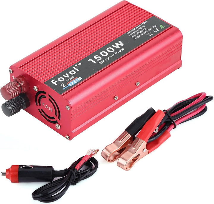 Auto Wechselrichter, 1500W DC 12V zu AC 110V Auto-Wechselrichter Konverter USB-Ladegerät Adapter mit