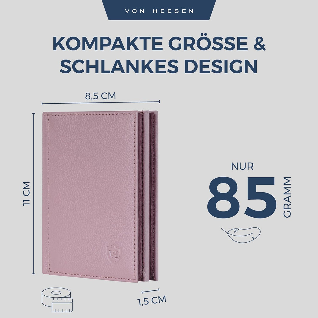 VON HEESEN® Leder Geldbörse mit Münzfach &amp; RFID Schutz Herren &amp; Damen - Echtleder Geldbeutel für Män